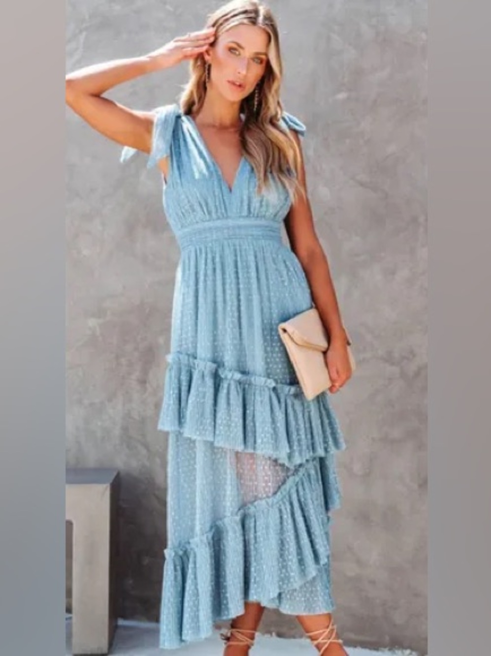 Vici Carrie In Paris Slate Blue Tulle Midi Dress